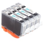 4 Black Ink Cartridges to replace Canon CLI-8Bk non-OEM / Compatible for PIXMA
