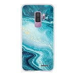 Evetane - Coque Silicone Compatible Samsung Galaxy S9 Plus - Protection Intégrale 360, Fine et Transparente - Coque Avant & Arrière - Haute Résistance - Bleu Nacré Marbre