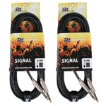2x PD Connex High Quality 6.35mm Male Jack Jack Audio Equipment Cables Leads 6m
