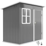 Verktygsbod 2,55m², trädgårdsbod med taktak, 221 x 133 x 190/173 cm, verktygsbod med låsbar dörr, fönster, cykelgarage, trädgård