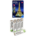 Pack Puzzle 3D -Tour Eiffel De Nuit + 8 Piles Amazon Basics AA