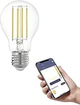EGLO connect.z Smart Home E27 LED filament light bulb, A60, ZigBee, app and voice control, dimmable, warm white, 806 lumen, 6 watt, vintage lightbulb transparent