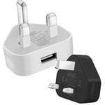 white usb plug 3 Pin Plug USB Mains Charger Adapter, 1AMP 1000mAh Fast Speed Universal Travel USB Wall Charger (White+Black)
