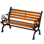 Trädgårdsbänk, parkbänk, bänk för 2 personer, balkongbänk med armstöd, för trädgård, balkong, väderbeständig, trä, 120 x 64 x 79