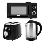 1.8L Cordless Electric Kettle 2 Slice Bread Toaster & 20L Microwave Kitchen Set 