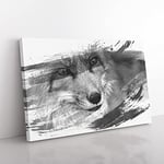 Red Fox Vol.5 V1 Modern Canvas Wall Art Print Ready to Hang, Framed Picture for Living Room Bedroom Home Office Décor, 50x35 cm (20x14 Inch)