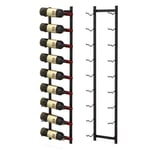 Vinställsvägg för 9 vinflaskor metallflaskhållare 22 x 13,5 x 109 cm svart