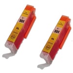 Canon Pixma CLI-551Y XL Gul 12 ml. 2-pack. Bulk. Kompatibel ersättningspatron (ej Canon original). Fri frakt.