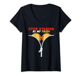 Womens Funny Stop Staring At My Tacos Mexican Cinco De Mayo Women V-Neck T-Shirt