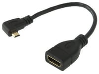Vinklad Micro-HDMI hane till HDMI hona - 17cm - Svart
