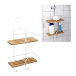 2 Tier Hanging Shower Caddy Basket Organiser Bathroom Tidy Storage Rack Bamboo