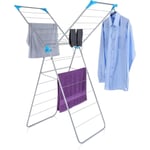 Minky X Wing Indoor Airer with Drying Space, Metal, 15m, White/Blue - 0897