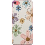 Apple iPhone 5c Transparent Mobilskal Tecknade Blommor