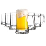 Stern Tankard Glass Beer Mugs - 290ml - Pack of 6
