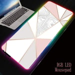 White marble RGB mouse pad, soft surface, waterproof, color LED lighting-35X60CM_Thickness_4MM