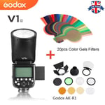 Godox V1C TTL 1/8000s HSS Flash+AK-R1 Accessories+ Color filter For Canon UK