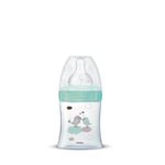 Dodie - Biberon Anti-Colique Initiation+ Verre, Vert Oiseau, 150ml, 0-6 mois, Tétine ronde, Débit 1