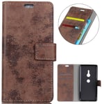 KM-WEN® Case for Sony Xperia XZ2 (5.7 Inch) Book Style Retro Scrub Pattern Magnetic Closure PU Leather Wallet Case Flip Cover Case Bag with Stand Protective Cover Brown