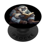 Cute anime blue bigfoot / yeti reading a library book art PopSockets Swappable PopGrip