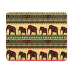Hippie Ethnic African Elephant Grunge Tribal Aztec Art Rectangle Non Slip Rubber Comfortable Computer Mouse Pad Gaming Mousepad Mat with Designs for Office Home Woman Man Employee Boss