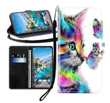 Sunrive Case For Honor View20, PU Leather Phone Holster Case Card Slot Flip Wallet Stand Function gel magnetic Protective Skin Cover (Butterfly cat B1)