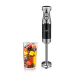 alpina HB6700F-N Hand Blender with Graduated Tumbler 700 ml - 1000 W - 2 Speeds and Turbo Function - BPA Free - Stainless Steel - Black/Silver