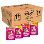 Whiskas 1+ Wet Cat Food Pouches with Chicken, Poultry, Turkey and Duck, Selection in Gravy, 100 g (Pack of 120)