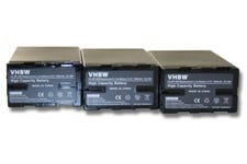 vhbw 3x Li-Ion batterie 7800mAh (14.8V) avec puce d'information pour appareil numérique camescope Sony PXW-FS5, PXW-FS5K remplace BP-U30, BP-U60.