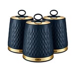 Tower T826091MNB Empire Kitchen Storage Canisters, Tea, Coffee, Sugar, Set of 3, Midnight Blue