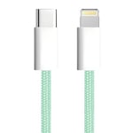 apm Cable iPhone USB C, Chargeur iPhone [Certifié Apple MFi], Nylon Tressé Vert, Cordon USB C Charge Rapide, Connecteur Lightning, Ultra Durable, Pour iPhone 14/13/12.., iPad, AirPod, (1M), 600412