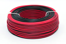 Lazsa 6036R100 Câble parallèle Rouge/Noir 2X0,50 PVC, Noir/Rouge, 100 m