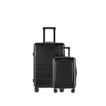 Sæt med 2 Eternitive E3 kufferter / TSA kombinationslås / størrelse S + L / farve sort / håndbagage med ekstra lomme og USB-C og USB-A port.