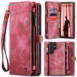 CaseMe Multi-Slot 2 i 1 Plånboksfodral Galaxy S24 Ultra Röd
