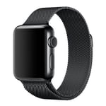 Apple Watch 7/6/5/4/3/2/1/SE - 45/44/42mm - Milanese Loop urrem m/magnetisk lukning - Sort