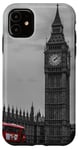 Coque pour iPhone 11 Londres rétro noir et blanc avec Big Ben, horizon de Londres