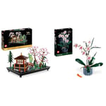 LEGO 10315 Icons Tranquil Garden, Botanical Zen Garden Kit with Lotus Flowers, Customisable Desk Decoration & 10311 Icons Orchid Artificial Plant Building Set with Flowers