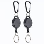 Utdragbar nyckelring med karbinhake 2-pack Svart