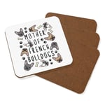 Mother Of French Bulldogs Coaster Drinks Mat Set Of 4 Crazy Lady Man Dog Funny