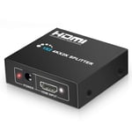 4K HDMI Splitter, FISHOAKY Aluminum Ver 1.4 HDMI Splitter 1 Input 2 Output Support HD 3D 1080P 4K @ 30Hz Compatible with Xbox, PS4, PS3, DVD/Blu-Ray Player, HDTV, Projektor (Black)