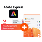 Pack Microsoft 365 Personnel + Adobe Express - 1 utilisateur - Abonnement 1 an