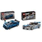 LEGO Speed Champions Ford Mustang Dark Horse Sports Car Toy Vehicle & Speed Champions 2 Fast 2 Furious Nissan Skyline GT-R (R34) Race Car Toy Model Building Kit
