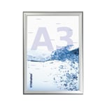 VITAdisplays Cadre encliquetable DIN A3 argenté, cadre amovible avec film de protection anti-reflet en PET 25 mm, profil à onglet en aluminium
