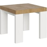 Itamoby - Table extensible 90x90/246 cm Roxell Mix Plateau Chêne Nature - Pieds Frêne Blanc