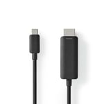 Nedis USB-C™ Adapter | USB 3.2 Gen 1 | USB-C™ Han | HDMI™ Stik | 4K@60Hz | 1.00 m | Runde | Nikkelplateret | PVC | Sort | Konvolut
