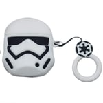 Storm Trooper Soft Rubber Silicone Apple Air pods Case Cover Skin Protector with Clip Hook Keyring for 1st 2nd Generation pod. Shock Proof Protective Replacement for Wireless Charging Headphones