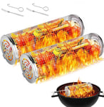 2-Pack grill grillkorg cylinder rullande i rostfritt utomhuscamping fest