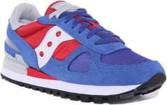 Saucony Shadow Original Men Lace Up 80s Retro Trainer In Blue Red Size UK 7 - 12