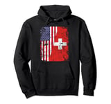 Half Swiss American Flags | Pride Switzerland USA Vintage Pullover Hoodie