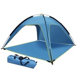 Chen0-super Beach Tents with Storage Bag, Beach Canopy Sun Shelter Pop Up Tents with three openings, Wide View, SPF UV 50+ Protection, Contain 4-5 People, for Outdoor, Fishing or Picnic, 210210120cm