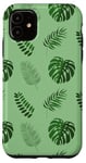 Coque pour iPhone 11 Vert Monstera Feuilles Tropical Botanique Été Nature Mignon
